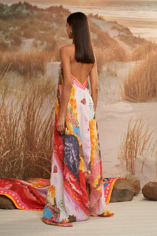 Shivan & Narresh Solscape Asymmetrical Dress; Multicolor; Women Resort Wear; Printed Dress;