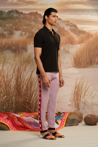 Shivan & Narresh Solscape Knit Jogger; Lavender & Purple color; Men's resortwear; Men Knit trouser