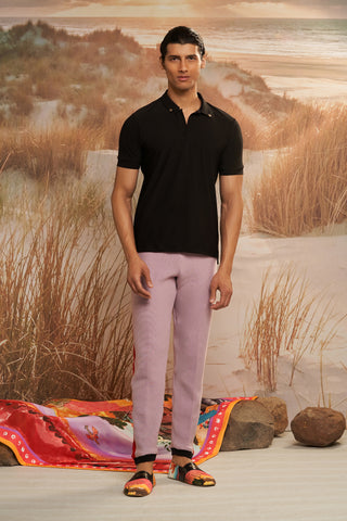 Shivan & Narresh Solscape Knit Jogger; Lavender & Purple color; Men's resortwear; Men Knit trouser