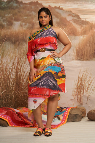 Shivan & Narresh Solscape Asymmetrical Kaftan; Multicolor; Women Resort Wear; 