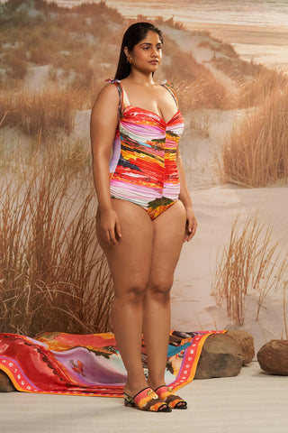 Shivan & Narresh Solscape Ruched Maillot; Multicolor; Women Swimwear;