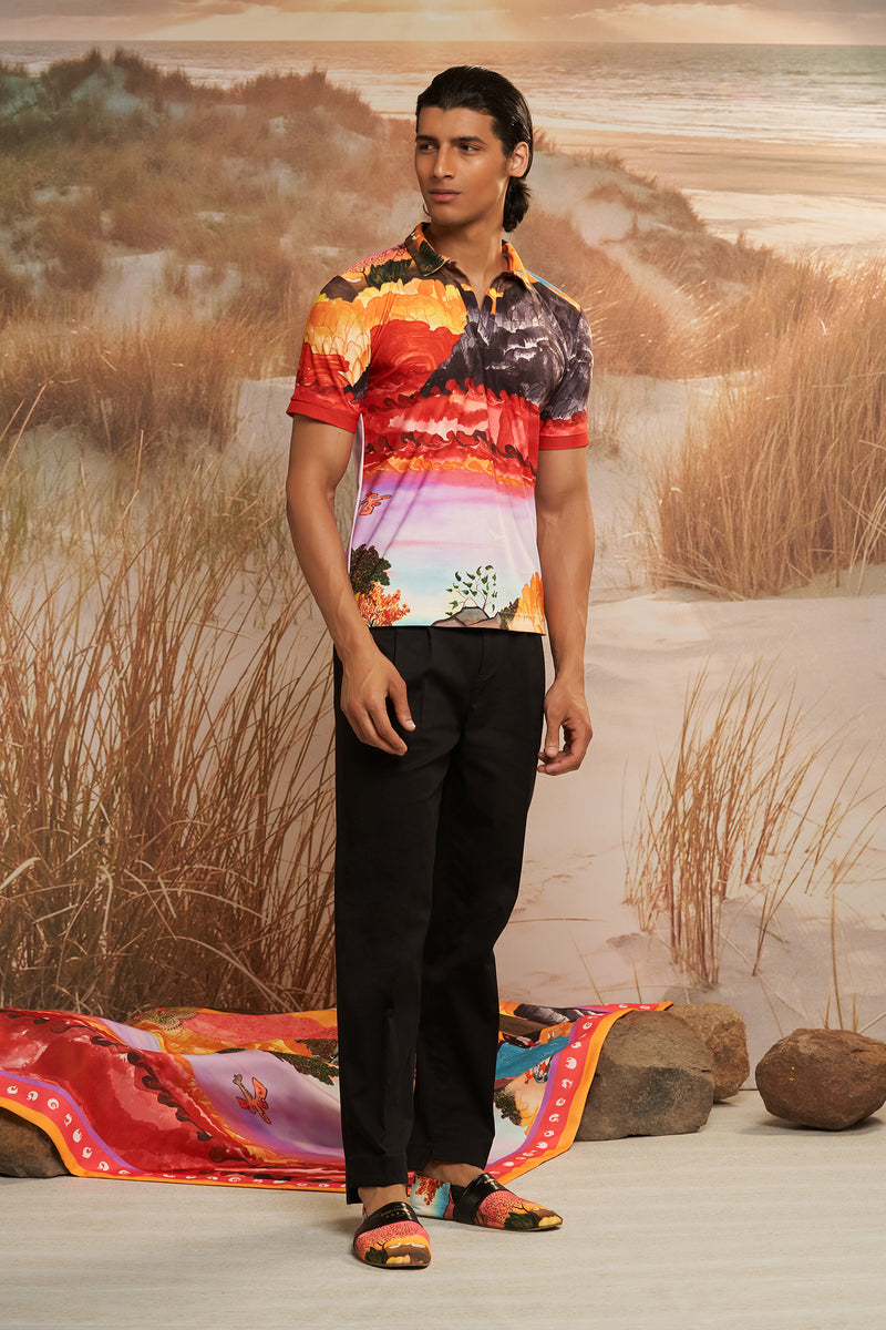 Shivan & Narresh Solscape Polo; Multicolor; Men's t-shirt; Me  Men's resortwear