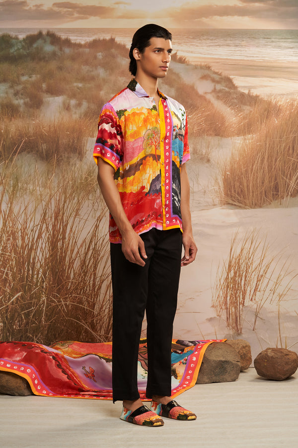 Shivan & Narresh Solscape Resort Shirt; Multicolor; Men's Oversized Shirt; Men's Resortwear