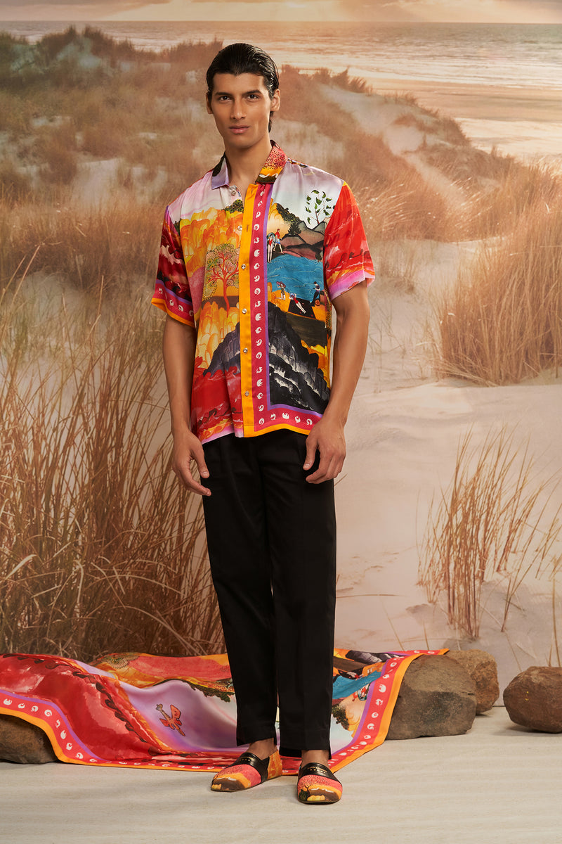 Shivan & Narresh Solscape Resort Shirt; Multicolor; Men's Oversized Shirt; Men's Resortwear