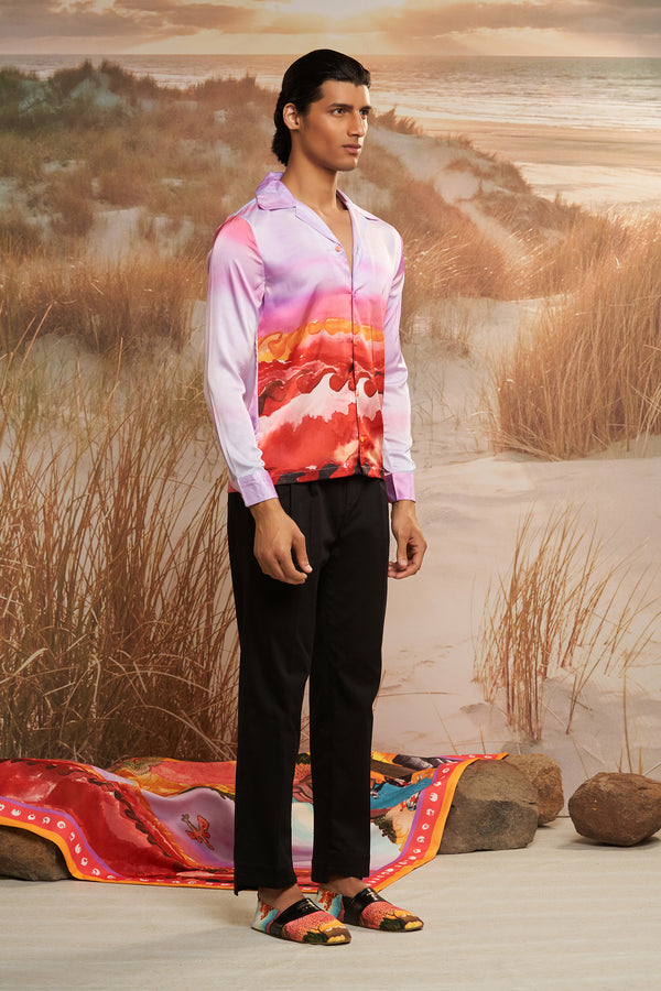 Shivan & Narresh Solscape Ombre Resort Shirt; Multicolor; Men's resortwear; 
