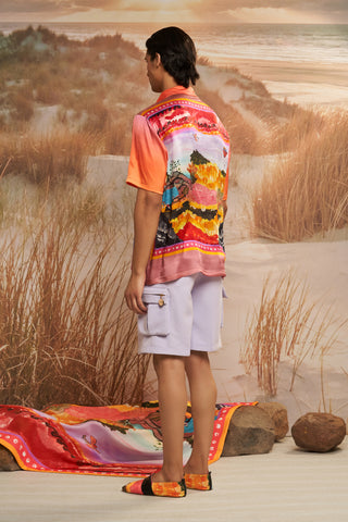 Shivan & Narresh Solscape Ombre Resort Shirt; Multicolor; Men's Oversized Shirt; Men's Resortwear