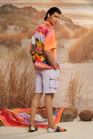 Shivan & Narresh Solscape Ombre Resort Shirt; Multicolor; Men's Oversized Shirt; Men's Resortwear
