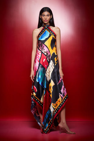 Shivan & Narresh Zoolostamp Asymmetrical Dress; Multicolor; Women Resort Wear; Printed Dress;