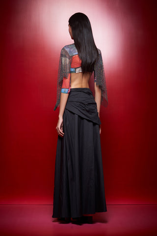 Shivan & Narresh Black Slit Skirts; Black color; Women Resort Wear; Long Skirt