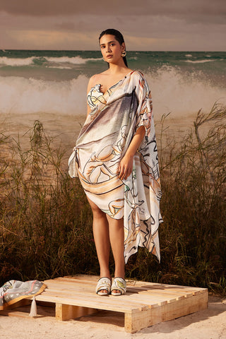 Shivan & Narresh Saun Scallop Paneyo; Multicolor; Saun Print; Self-tie cover-up; Sarong;