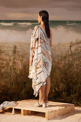 Shivan & Narresh Saun Scallop Paneyo; Multicolor; Saun Print; Self-tie cover-up; Sarong;