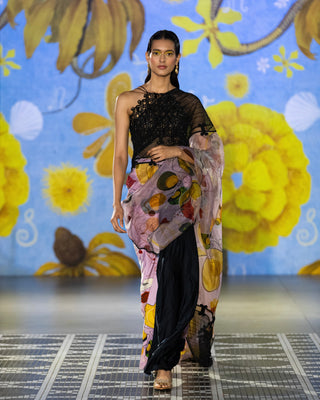 Florain CrysMesh Tailored Sari with Beadwork Blouse