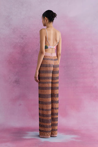 Shivan & Narresh Petaline Embellished Bustier; Florain Print; Multicolor; Women Resort Wear; Embroidered Blouse; Pink Colour; 