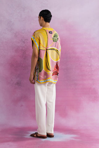 Shivan & Narresh Florain Knitted Jacquard Poncho; Florain Print; Multicolor; Men's Knitwear; Men's Resort Wear; 