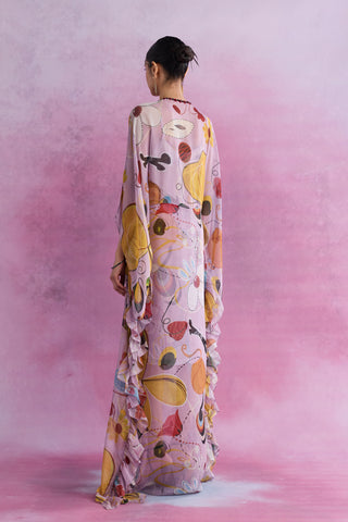 Shivan & Narresh Florain Ruffle Kaftan; Florain Print; Multicolor; Women Resort Wear; Free Size;