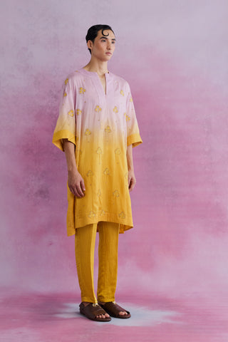 Shivan & Narresh Blush Ombre Bloom Kurta Set; Multicolor; Florain Print; Men's Ethnic Set; Celebration Wear; 