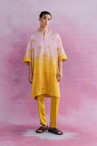 Shivan & Narresh Blush Ombre Bloom Kurta Set; Multicolor; Florain Print; Men's Ethnic Set; Celebration Wear; 