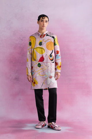 Shivan & Narresh Florain Classic Kurta Set; Multicolor; Florain Print; Men's Ethnic Set; Celebration Wear; 