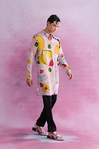 Shivan & Narresh Florain Classic Kurta Set; Multicolor; Florain Print; Men's Ethnic Set; Celebration Wear; 