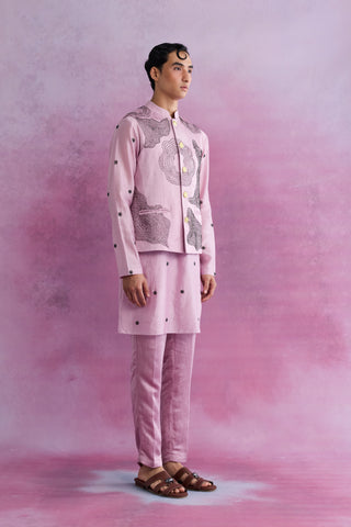 Shivan & Narresh Blush Skein Bandi; Florain Printed; Multicolor; Men's Ethnic Jacket; Celebration Wear