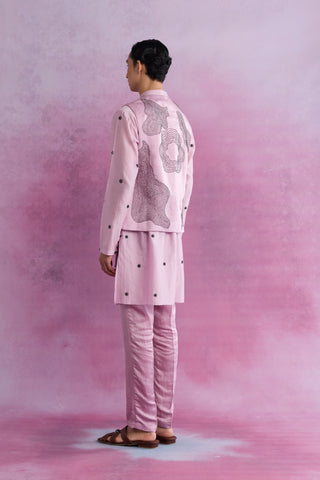 Shivan & Narresh Blush Skein Bandi; Florain Printed; Multicolor; Men's Ethnic Jacket; Celebration Wear