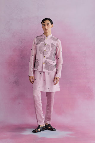Shivan & Narresh Blush Skein Bandi; Florain Printed; Multicolor; Men's Ethnic Jacket; Celebration Wear