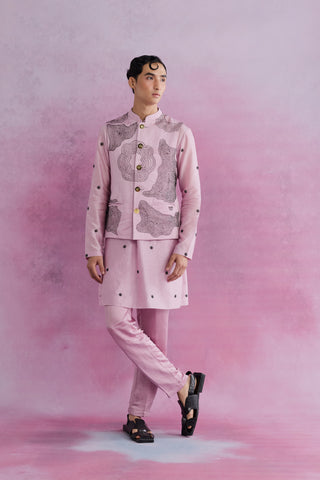 Shivan & Narresh Blush Skein Bandi; Florain Printed; Multicolor; Men's Ethnic Jacket; Celebration Wear