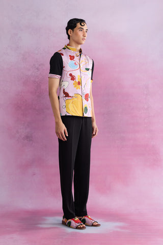 Shivan & Narresh Florain Bandi; Florain Printed; Multicolor; Men's Ethnic Jacket; Celebration Wear