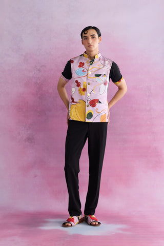 Shivan & Narresh Florain Bandi; Florain Printed; Multicolor; Men's Ethnic Jacket; Celebration Wear