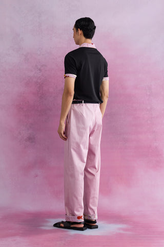 Shivan & Narresh Ebony & Florain Polo with Iconopins; Florain Print; Multicolor; Men's Resort wear; Men's Polo; Black Polo; T-shirt