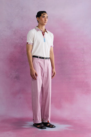 Shivan & Narresh Florain White Polo; Saun Print; Multicolor; Men's Resort wear; Men's Polo; T-shirt; 