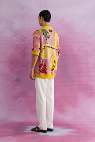 Shivan & Narresh Florain Jacquard Knit Shirt; Multicolor; Men's knitwear; Knitted Shirt;