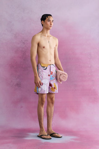 Shivan & Narresh Florain Swim Shorts; Florain Print; Multicolor; Men's Swimwear; Men's Swim Shorts; 