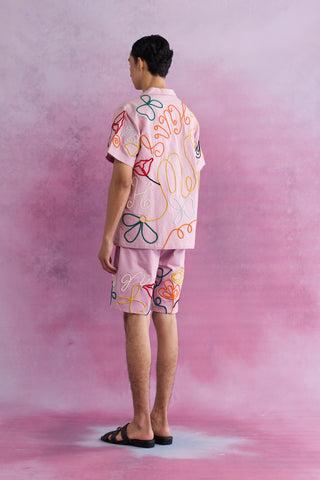 Shivan & Narresh Florain Cord Shorts; Florain print; Multicolor; Men's Resort wear; Men's Shorts