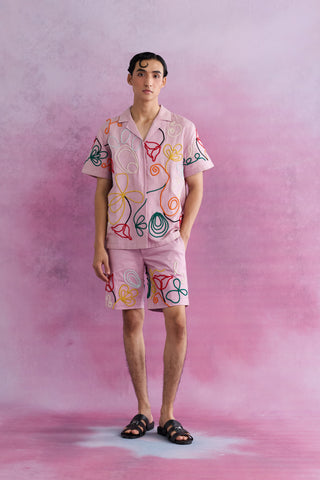Shivan & Narresh Florain Cord Shorts; Florain print; Multicolor; Men's Resort wear; Men's Shorts