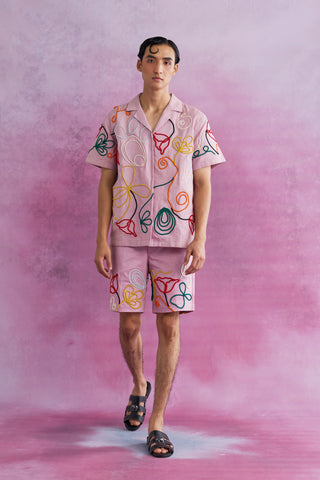 Shivan & Narresh Florain Cord Shorts; Florain print; Multicolor; Men's Resort wear; Men's Shorts