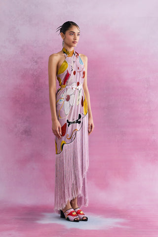 Shivan & Narresh Florain Scallop Fringe Paneyo; Multicolor; Florain Print; Self-tie cover-up; Sarong; 
