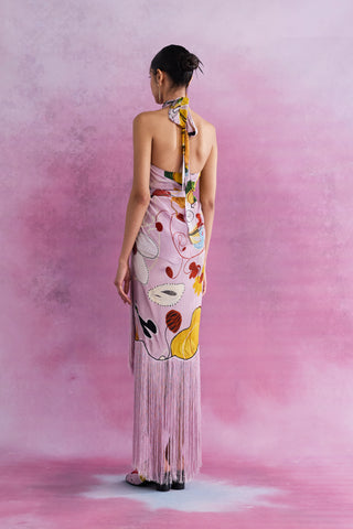 Shivan & Narresh Florain Scallop Fringe Paneyo; Multicolor; Florain Print; Self-tie cover-up; Sarong; 