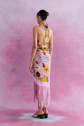 Shivan & Narresh Florain Louvered Paneyo; Multicolor; Florain Print; Self-tie cover-up; Sarong; 