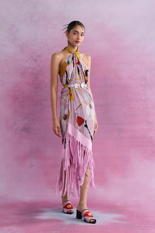 Shivan & Narresh Florain Louvered Paneyo; Multicolor; Florain Print; Self-tie cover-up; Sarong; 