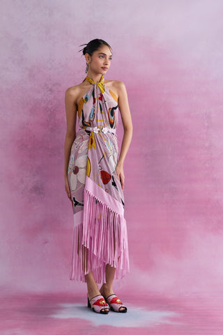 Shivan & Narresh Florain Louvered Paneyo; Multicolor; Florain Print; Self-tie cover-up; Sarong; 