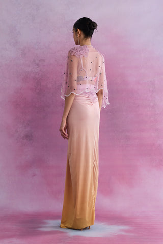 Shivan and Narresh Blush Ombre Draped Skirt; Florain Print; Multicolor; Women Ethnic wear; Ethnic Skirt;