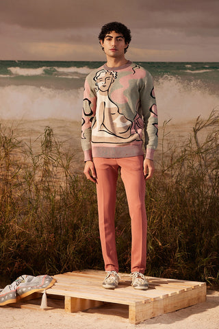 Shivan & Narresh Saun Jacquard Jumper; Saun Print; Multicolor; Men's Knitted Wear; Men's Resort Wear;