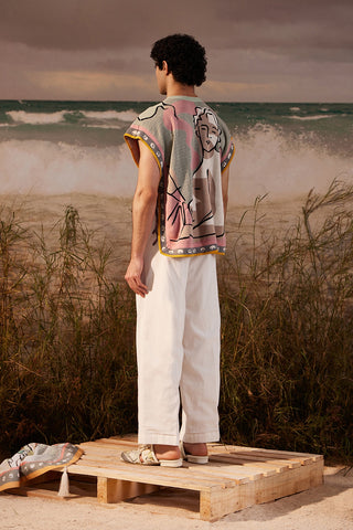 Shivan & Narresh Saun Knitted Vest; Saun Print; Multicolor; Men's Knitwear; Men's Resort Wear;