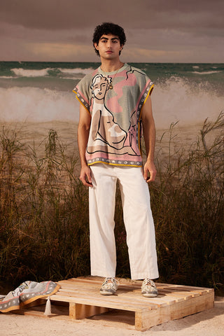 Shivan & Narresh Saun Knitted Vest; Saun Print; Multicolor; Men's Knitwear; Men's Resort Wear; 