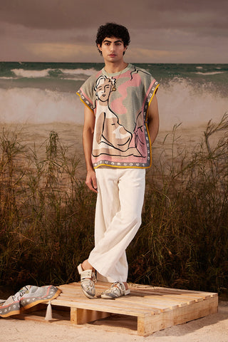Shivan & Narresh Saun Knitted Vest; Saun Print; Multicolor; Men's Knitwear; Men's Resort Wear;
