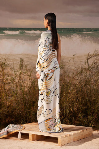 Shivan & Narresh Saun Asymmetrical Kaftan; Saun Print; Multicolor; Women Resort Wear; Free Size;