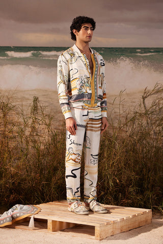 Shivan & Narresh Saun Silk Iconoband Bomber; Saun Print; Multicolor; Men's Resort Wear; Men's Jacket;