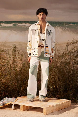 Shivan & Narresh Saun Denim Jacket; Saun Print; Multicolor; Men's Resort Wear; Men's Jacket