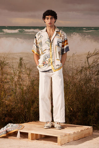 Shivan & Narresh Saun Oversized Shirt; Saun Print; Multicolor; Men's Resort Wear; Men's Shirt;